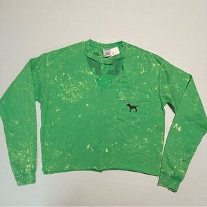 NWT PINK long sleeve cropped cutout v-neck shirt